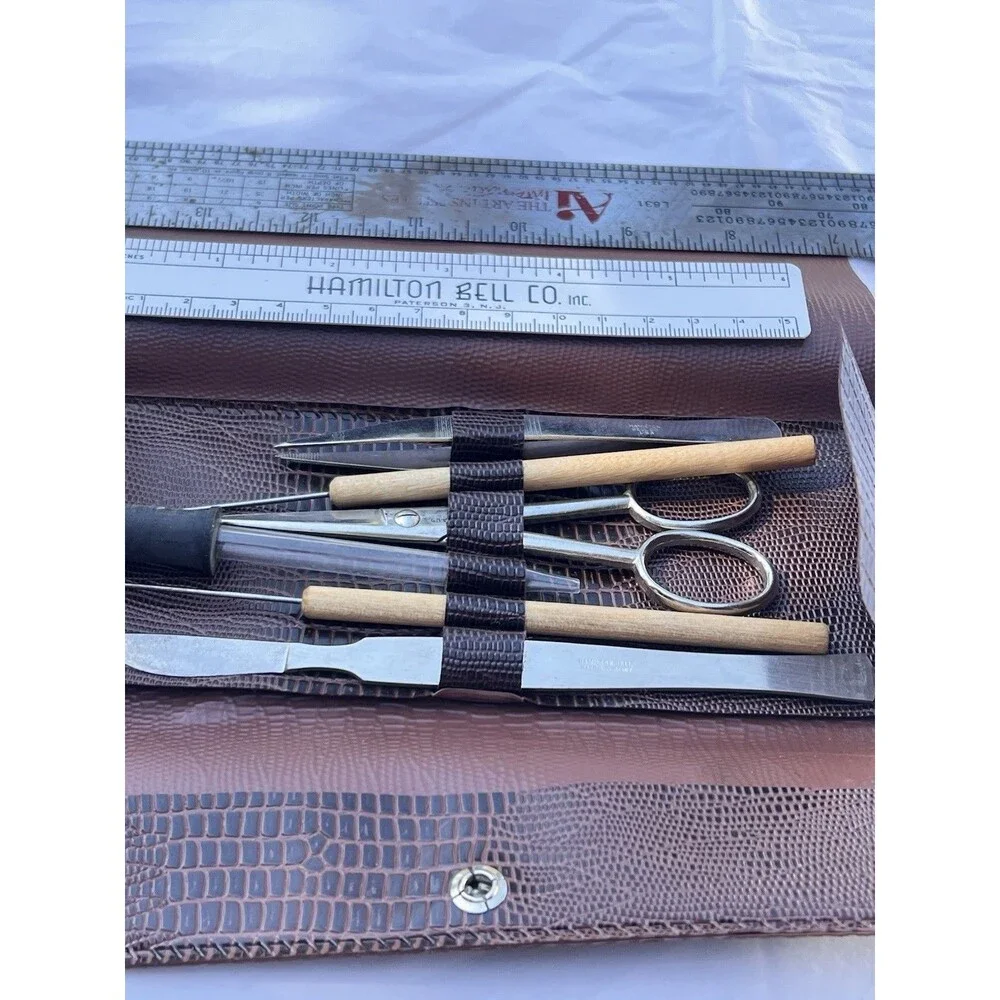 Vintage Hamilton Bell Germany Travel Grooming / Manicure Kit in Roll Case
